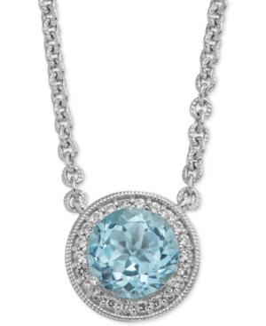 Blue Topaz (1-1/2 Ct. T.w.) & White Topaz (1/10 Ct. T.w.) Pending Necklace In Sterling Silver
