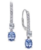 Tanzanite (2-3/4 Ct. T.w.) & White Sapphire (1-3/8 Ct. T.w.) Dangle Hoop Earrings In Sterling Silver