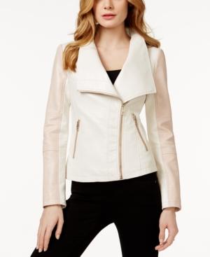Guess Colorblocked Faux-leather Moto Jacket