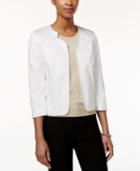 Tahari Asl Three-quarter-sleeve Open-front Jacket