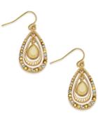 Inc International Concepts Gold-tone Stone And Crystal Triple Teardrop Orbital Drop Earrings, Only At Macy's