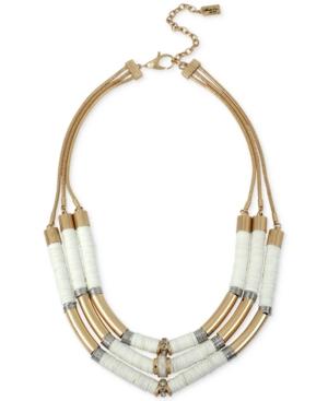 Kenneth Cole New York Two-tone White Roundel And Crystal Layer Collar Necklace