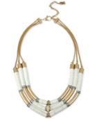 Kenneth Cole New York Two-tone White Roundel And Crystal Layer Collar Necklace