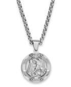 Men's St. Michael Diamond Pendant Necklace In Stainless Steel