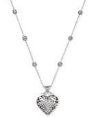Diamond Vintage Heart Pendant Necklace In Sterling Silver (1/4 Ct. T.w.)
