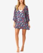 Anne Cole Lazey Dazey Floral-print Flutter-sleeve Tunic Cover-up Women's Swimsuit