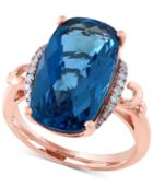 Effy London Blue Topaz (10-9/10 Ct. T.w.) & Diamond (1/6 Ct. T.w.) Ring In 14k Rose Gold