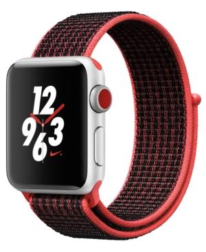 Apple Watch Nike+ (gps + Cellular), 38mm Silver Aluminum Case With Bright Crimson/black Nike Sport Loop
