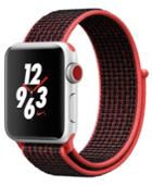 Apple Watch Nike+ (gps + Cellular), 38mm Silver Aluminum Case With Bright Crimson/black Nike Sport Loop