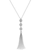 Inc International Concepts Silver-tone Triple Sphere Tassel Necklace, Only At Macy's