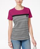 Karen Scott Striped Pocketed Active T-shirt, Only At Macy's