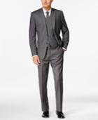 Andrew Marc Grey Pinstripe Flannel Slim-fit Vested Suit
