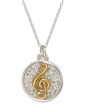 Inspirational 14k Gold Over Sterling Silver And Sterling Silver Necklace, Crystal Treble Clef Inspirational Pendant
