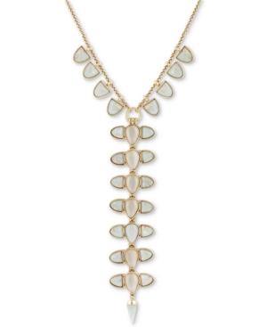 Lucky Brand Gold-tone Stone Lariat Necklace, 18 + 2 Extender