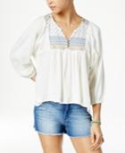 Roxy Juniors' Embroidered Cotton Peasant Top