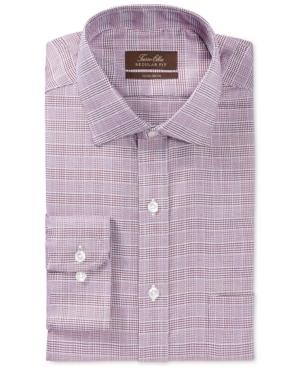 Tasso Elba Non-iron Burgundy Textured Glenplaid Dress Shirt, Only At Macy's