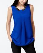 Alfani Petite Grommet-trim Sleeveless Top, Only At Macy's