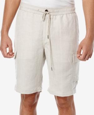 Cubavera Men's Linen Drawstring Full Elastic Cargo Shorts