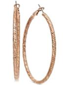 Inc International Concepts Rose Gold-tone Large Textured Hoop Earrings