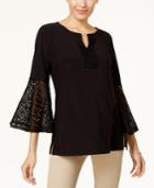 Jm Collection Lace-sleeve Blouse