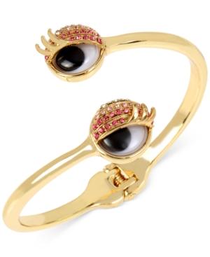 Betsey Johnson Gold-tone Pink Pave Googly Eyes Bypass Bracelet