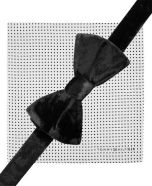 Tommy Hilfiger Velvet Pre-tied Bow Tie And Small Dot Pocket Square Set