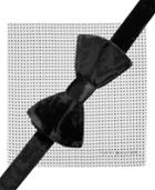 Tommy Hilfiger Velvet Pre-tied Bow Tie And Small Dot Pocket Square Set