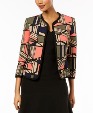 Kasper Printed 3/4-sleeve Blazer