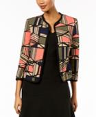 Kasper Printed 3/4-sleeve Blazer