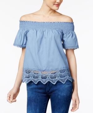 Almost Famous Juniors' Lace-trim Off-the-shoulder Top