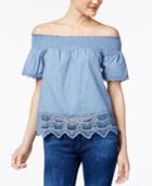 Almost Famous Juniors' Lace-trim Off-the-shoulder Top