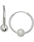 Giani Bernini Satin Ball Hoop Earrings In Sterling Silver, Created For Macy's