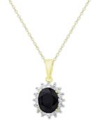 Sapphire (3 Ct. T.w.) And White Topaz (5/8 Ct. T.w.) Pendant Necklace In 18k Gold-plated Sterling Silver