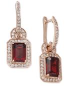 Garnet (1 Ct. T.w.) And White Sapphire (1/4 Ct. T.w.) Drop Earrings In 14k Rose Gold