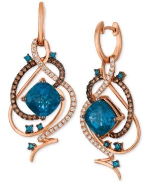 Le Vian Crazy Collection Deep Sea Blue Topaz (7-1/2 Ct. T.w.) & Diamond (1 Ct. T.w.) Drop Earrings In 14k Rose Gold