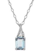 Aquamarine (1-3/8 Ct. T.w.) & Diamond Accent 18 Pendant Necklace In 14k White Gold