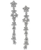 I.n.c. Silver-tone Crystal Cluster Flower Linear Drop Earrings, Created For Macy's