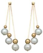 Belle De Mer Pearl Earrings, 14k Cultured Freshwater Pearl Triple Bead Drop (6-7mm)