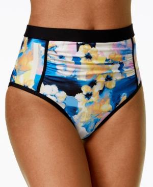 Calvin Klein Geometric Floral Print High-waisted Bikini Bottoms Women's Swimsuit