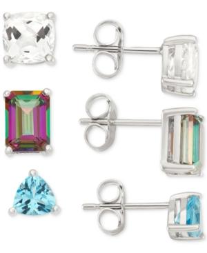 White Topaz, Mystic Topaz And Blue Topaz Earring Trio (5-5/8 Ct. T.w.) In Sterling Silver