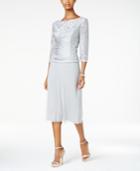 Alex Evenings Cowl-back Tea-length Dress