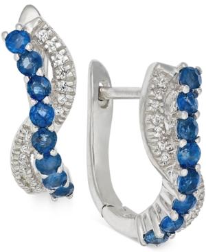 Sapphire (1/2 Ct. T.w.) And Diamond (1/8 Ct. T.w.) Earrings In 14k White Gold