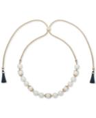 Ivanka Trump Gold-tone Imitation Pearl & Blue Tassel 36 Slider Necklace