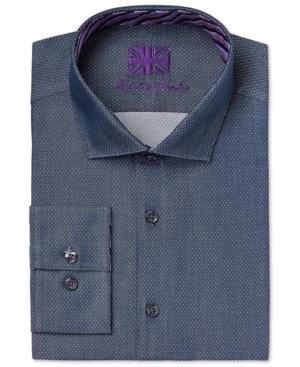 Michelsons Of London Men's Slim-fit Graphite Dobby Dress Shirt