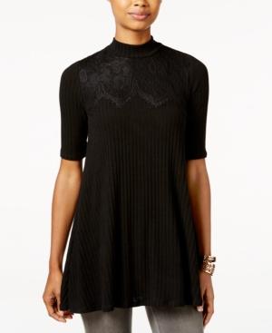 Bcx Juniors' Ribbed Lace-trim Tunic