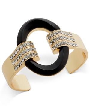 Inc International Concepts Gold-tone Open Black Oval Pave Cuff Bracelet, Only At Macy's