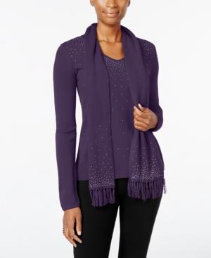 Karen Scott Luxsoft Embellished Scarf Sweater, Only At Macy's