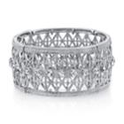 2028 Silver Tone Crystal Wide Lattice Filigree Bracelet