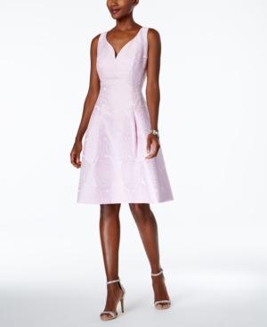 Ivanka Trump Rose-print Brocade Fit & Flare Dress