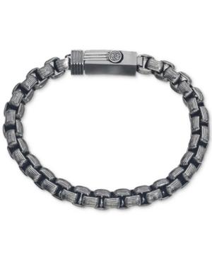 Esquire Men's Jewelry Antique-look Rounded Box-link Bracelet In Gunmetal Ip Over Stainless Steel, Only At Macy's